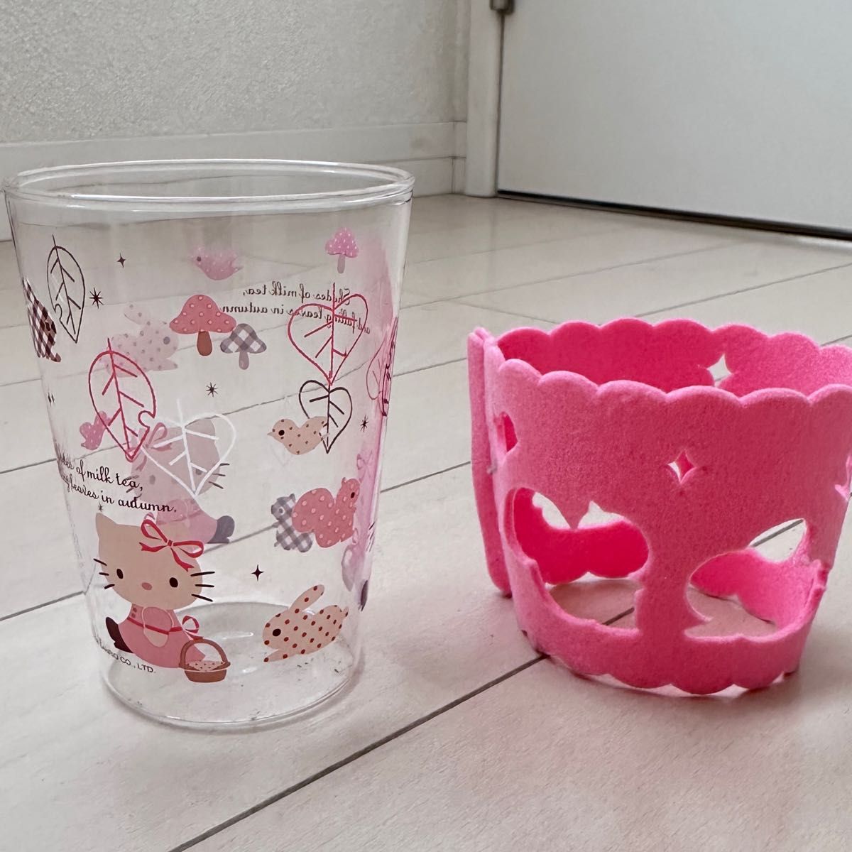 ハローキティ グラス ピンク ガラス コップ 