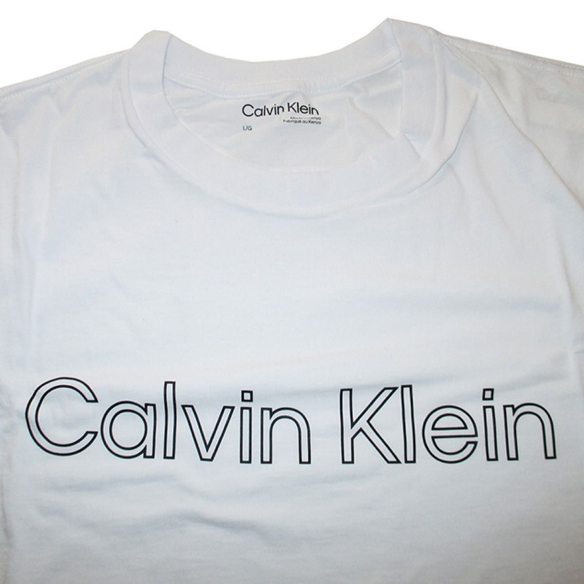 カルバンクライン Calvin Klein メンズ Tシャツ Lサイズ 半袖 丸首 フロントロゴ Brilliant White