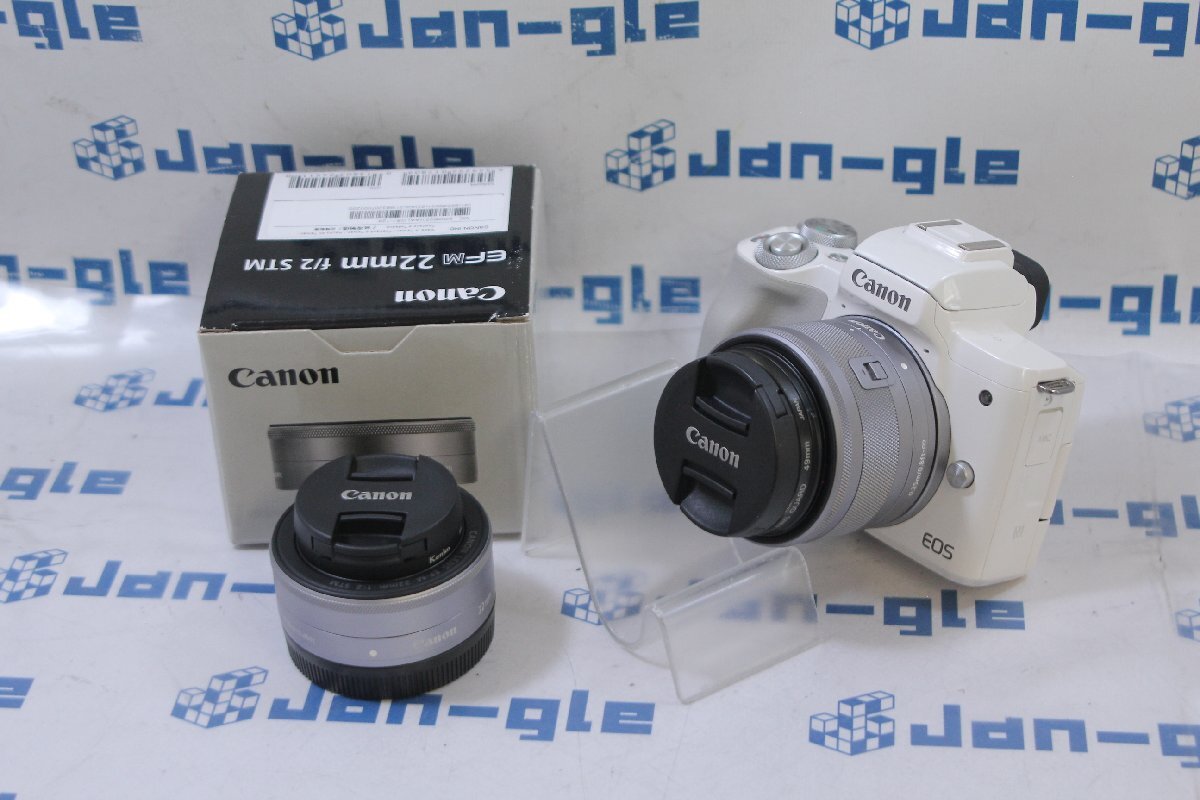 ◇美品 Canon EOS Kiss M ダブルレンズキット 格安1円START!! J493835+J490979 P 関西の画像1