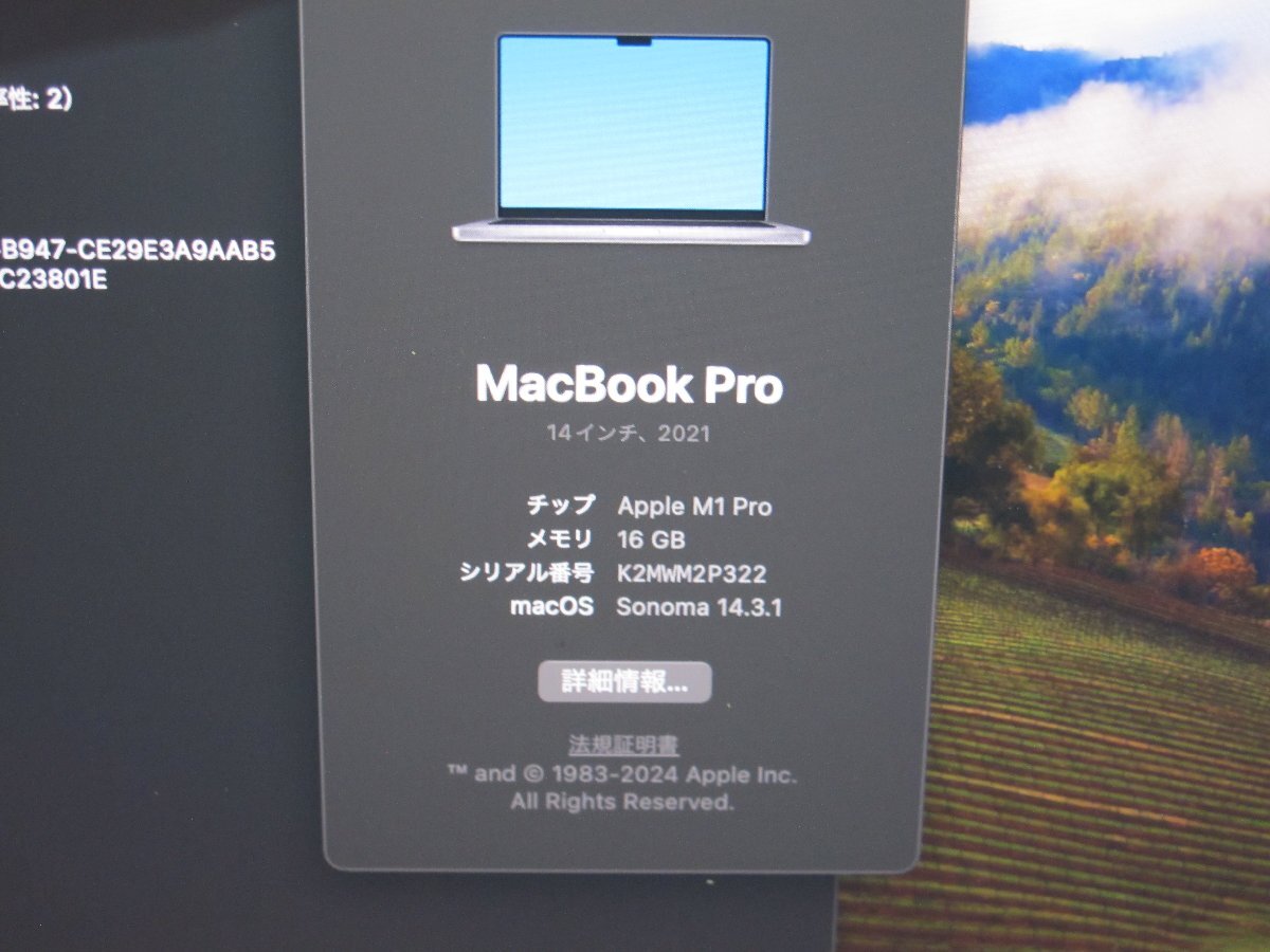 Apple MacBook Pro 14インチ M1 Pro (8コアCPU/14コアGPU) 16GB 1TB 2021 中古 1円 J487612G TM関東発送