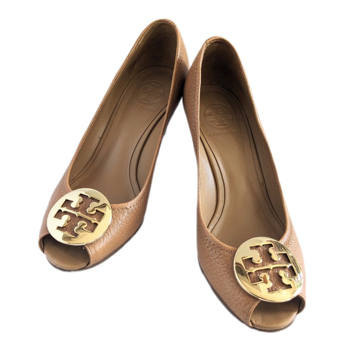 トリーバーチ　靴　パンプス　ブラウン　24センチ　ウェッジソール　7M レザー ゴールド金具 TORY  BURCH ブラウン