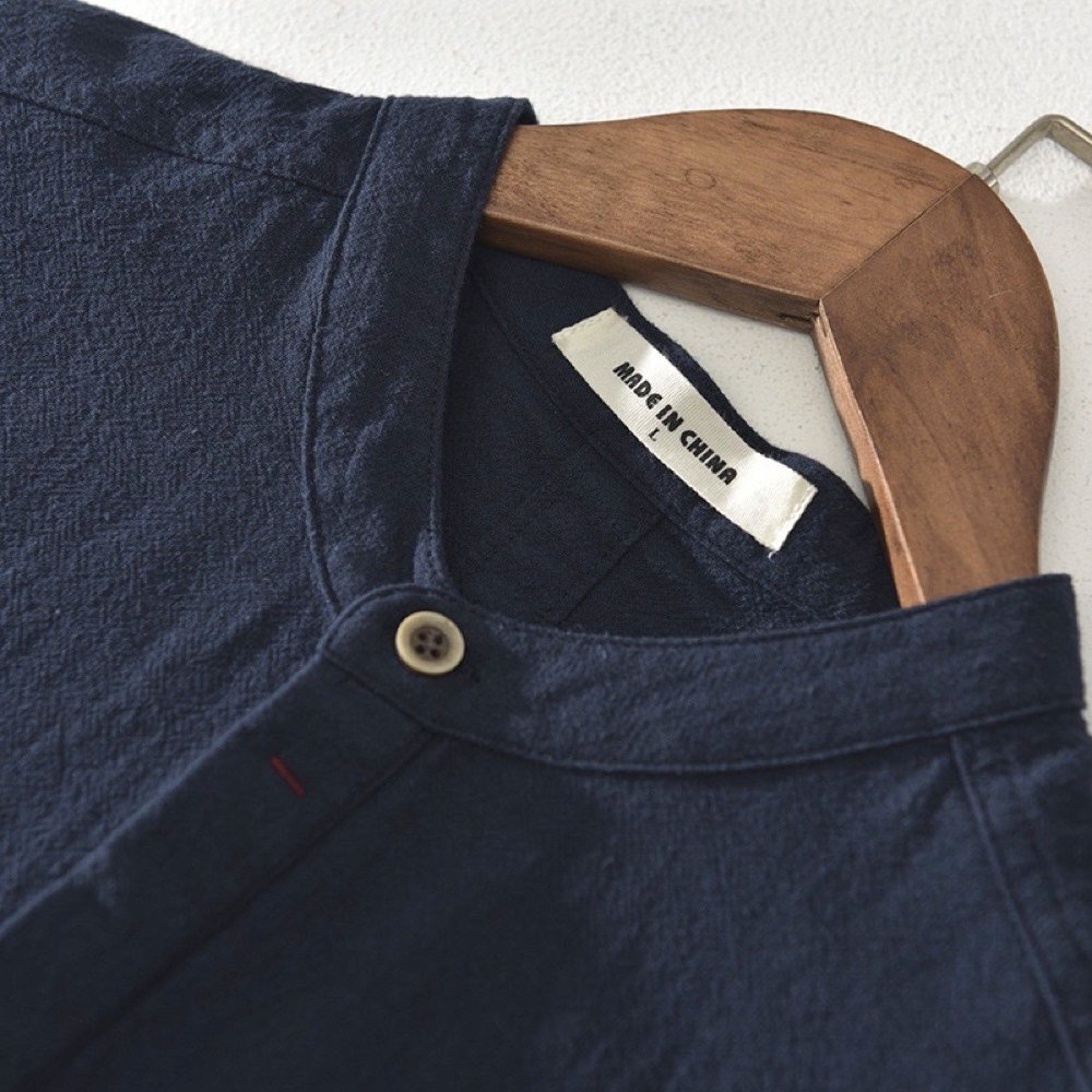シャツ 半袖 メンズ リネン トップス カジュアルシャツ 開襟シャツ 麻綿 カプリシャツ T-シャツ ファッション サマーシャツ ブルー XL_画像9