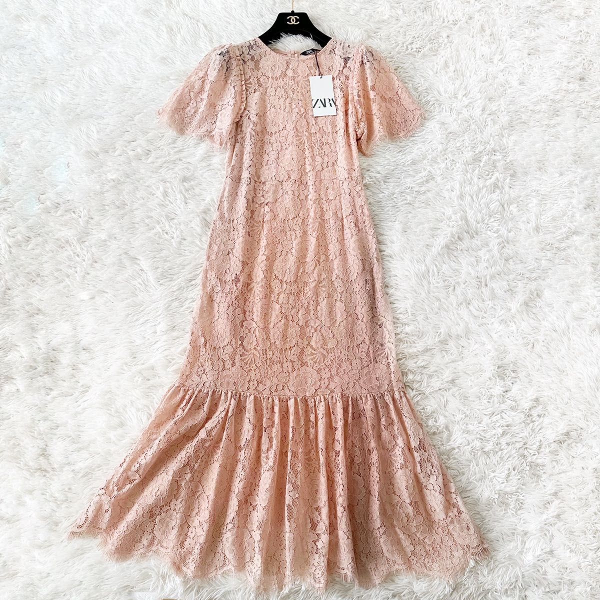新品未使用】ZARA 総レース ロング マーメイド ワンピース L 新品未使用】ZARA 総レース ロング マーメイド ワンピース L