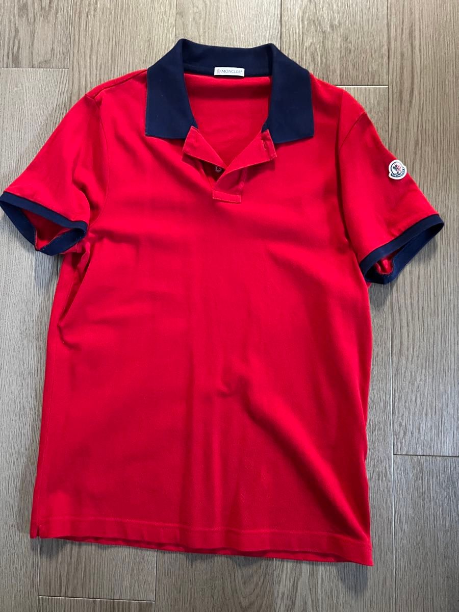 モンクレール　ポロシャツ　S 赤　レッド　ワッペン　MONCLER