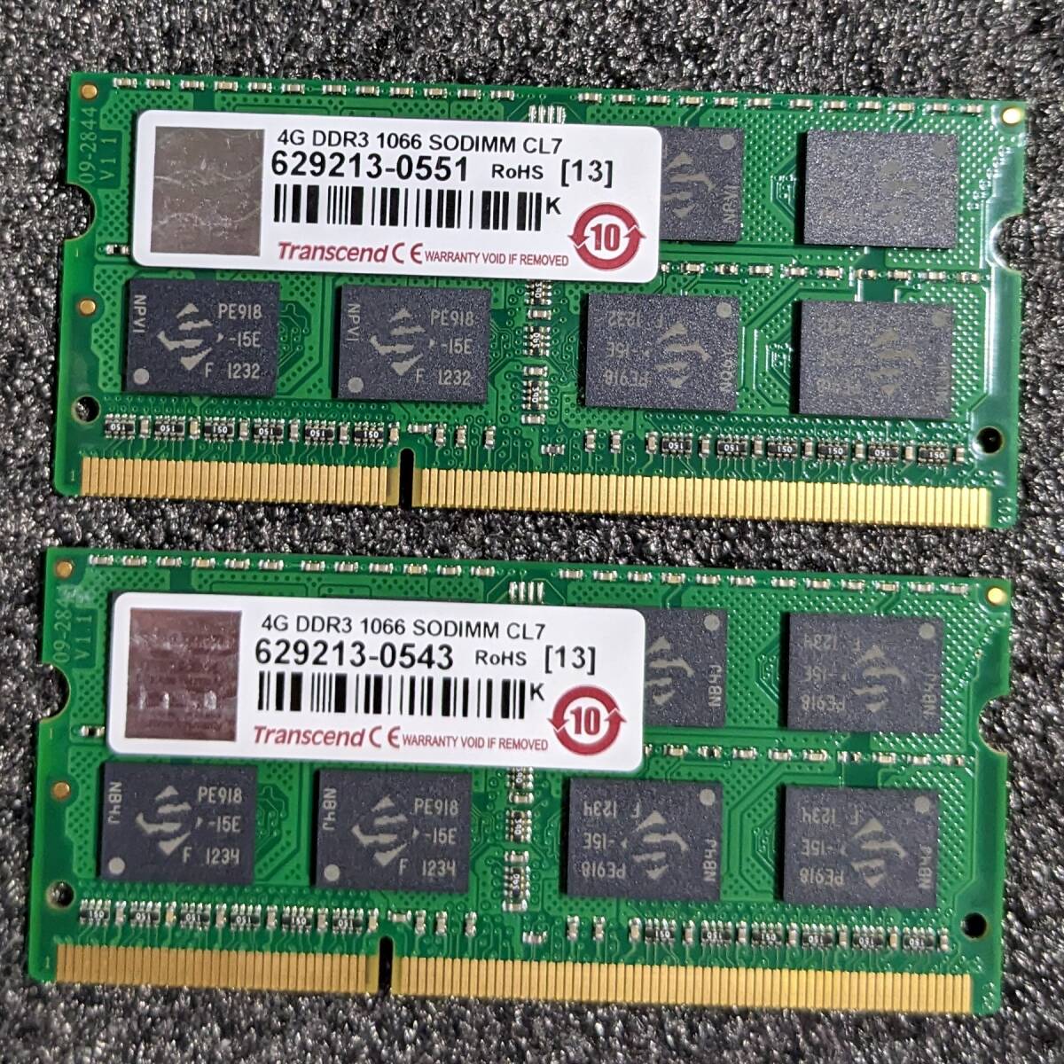 【中古】DDR3 SODIMM 8GB(4GB2枚組) Transcend JM1066KSN-4G [DDR3-1066 PC3-8500] 