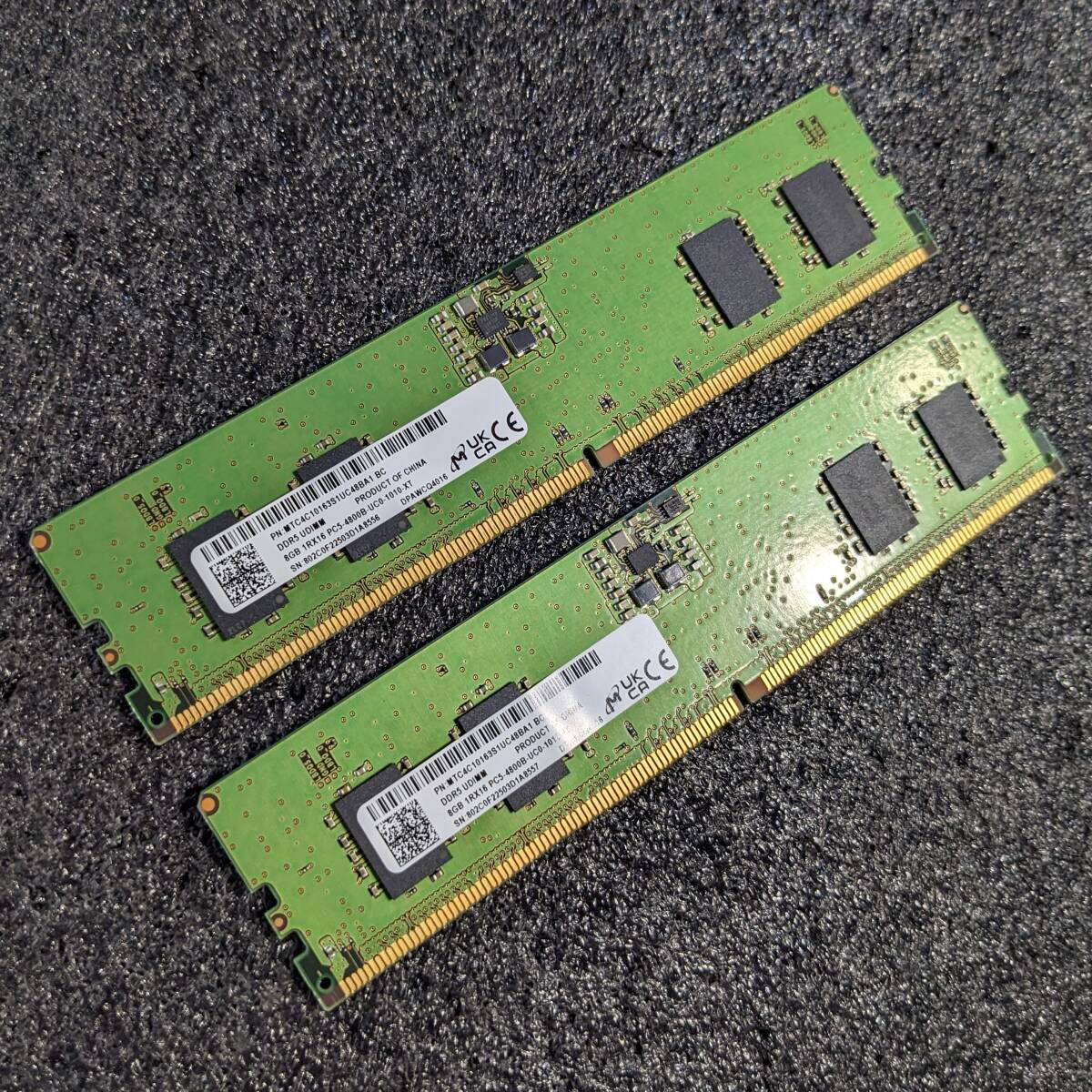 【中古】DDR5メモリ 16GB(8GB2枚組) Micron MTC4C10163S1UC48BA1 [DDR5-4800 PC5-38400]_画像2