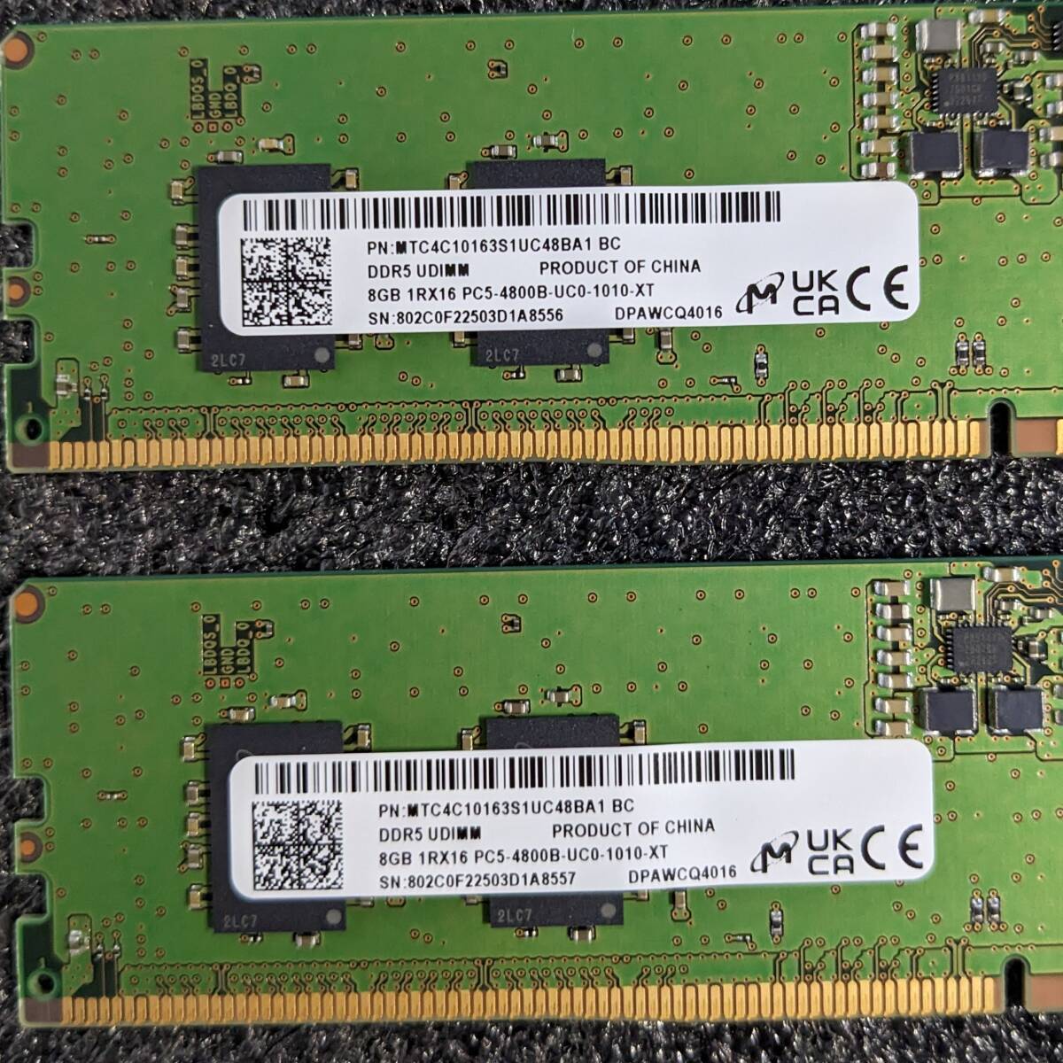 【中古】DDR5メモリ 16GB(8GB2枚組) Micron MTC4C10163S1UC48BA1 [DDR5-4800 PC5-38400]_画像4