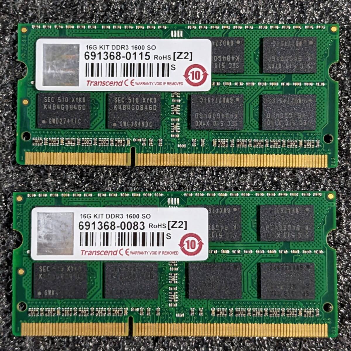 【中古】DDR3 SODIMM 16GB(8GB2枚組) Transcend JM1600KSH-16GK [DDR3-1600 PC3-12800 1.5V]