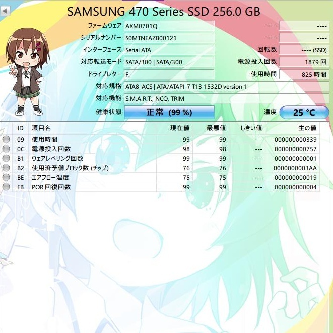 【中古】SAMSUNG 470シリーズ 256GB MZ5PA256HMDR [2.5インチ SATA2 9mm厚 MLC]