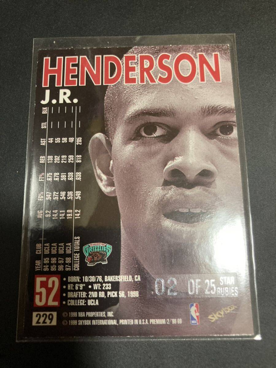 1998-99 Skybox Star Rubies J.R. Henderson RC /25 桜木ジェイアール ルーキー Ruby 25枚限定 UCLA_画像2