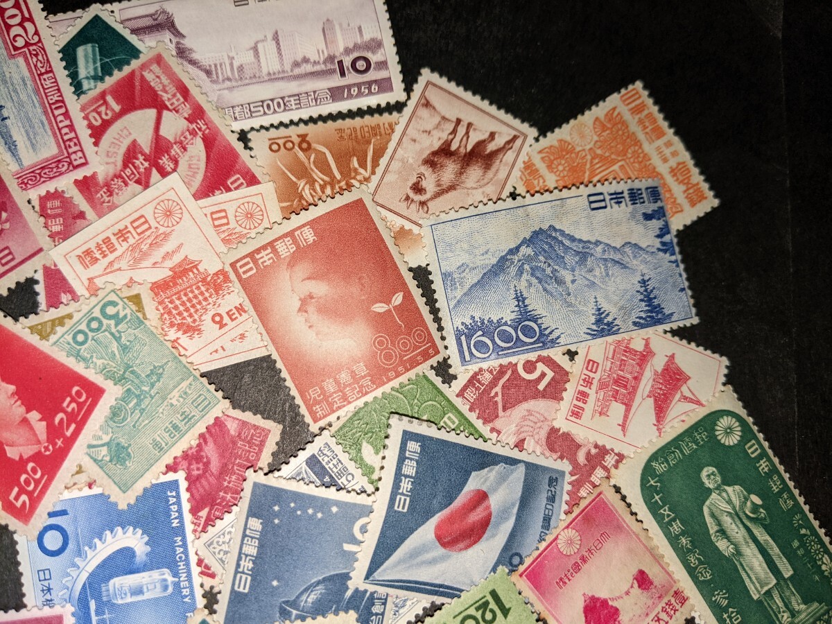 戦後の古い記念、国立公園、年賀、普通切手など1946年から1956年ぐらいまで100枚以上_画像4