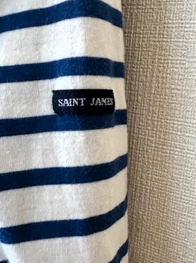 セントジェームス ボーダーシャツ SMサイズ ブルー/ホワイト 美品の画像4