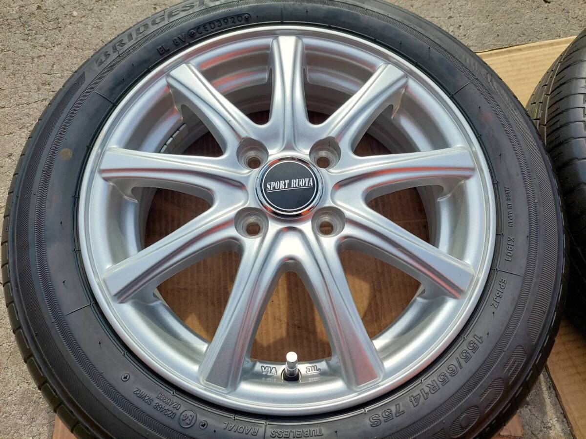 軽自動車 SPORT RUOTA 4.5J-14インチ ET45 100-4H ブリヂストン エコピアEP150 155/65R14 2020年 タント ムーブ ワゴンR スペーシア N-BOXの画像4