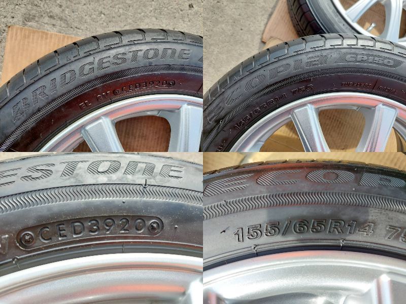 軽自動車 SPORT RUOTA 4.5J-14インチ ET45 100-4H ブリヂストン エコピアEP150 155/65R14 2020年 タント ムーブ ワゴンR スペーシア N-BOXの画像8