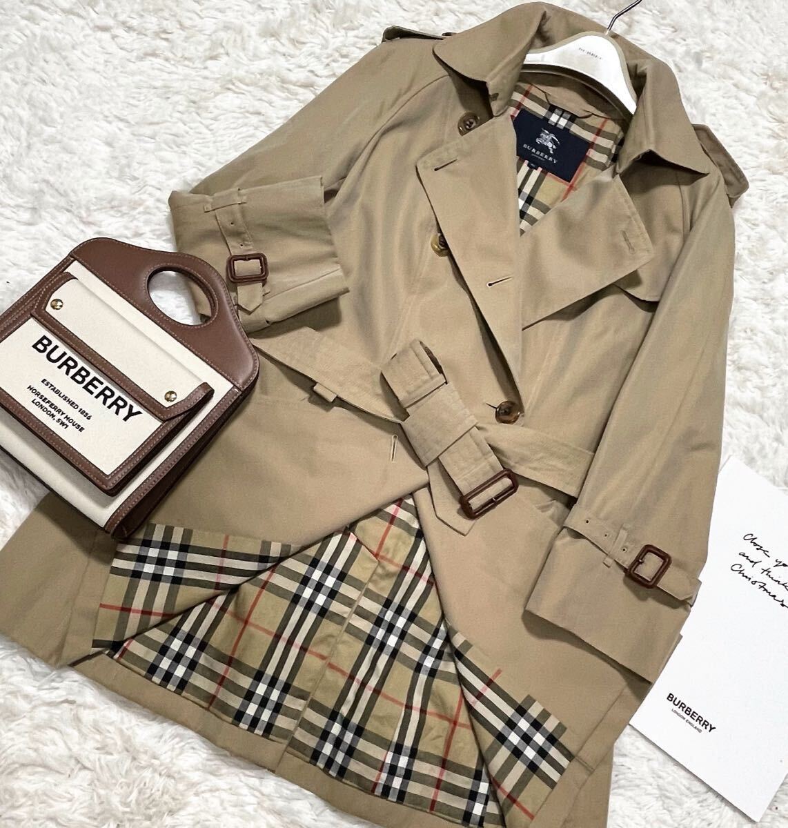 大きいサイズ 超美品 バーバリー BURBERRY バーバリーロンドン トレンチコート スプリングコート ノバチェック ベルト 通勤 希少 46 15号の画像2