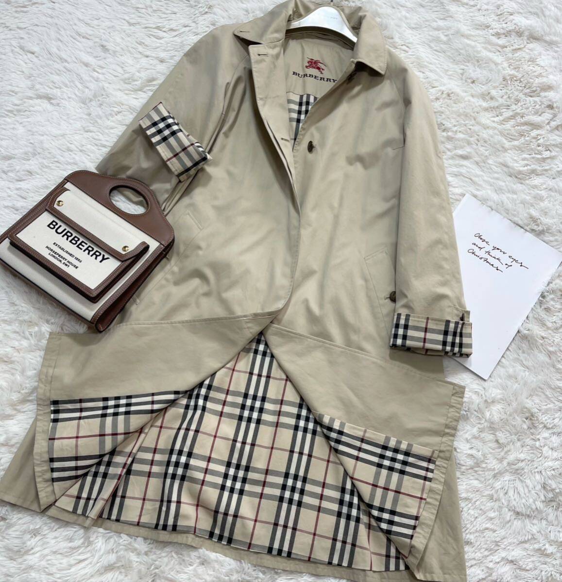 大きいサイズ バーバリー BURBERRY バーバリーロンドン ステンカラーコート スプリングコート トレンチコート ノバチェック 通勤 11号 XLの画像3