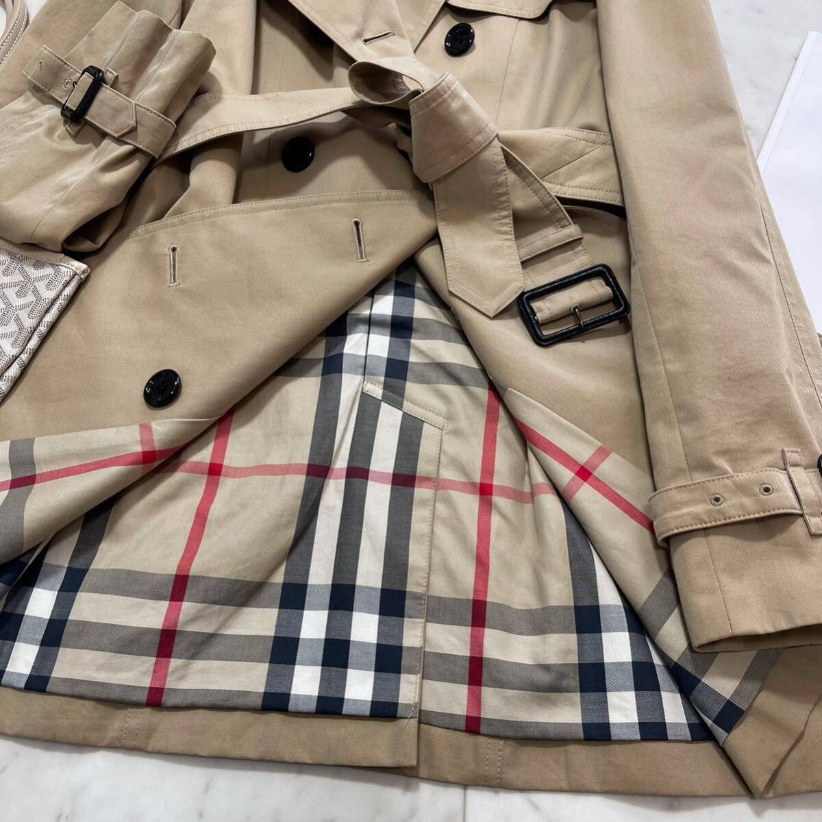 美品 バーバリー BURBERRY バーバリーロンドン トレンチコート スプリングコート ノバチェック ハニーベージュ 通勤 ビジネス 38の画像8