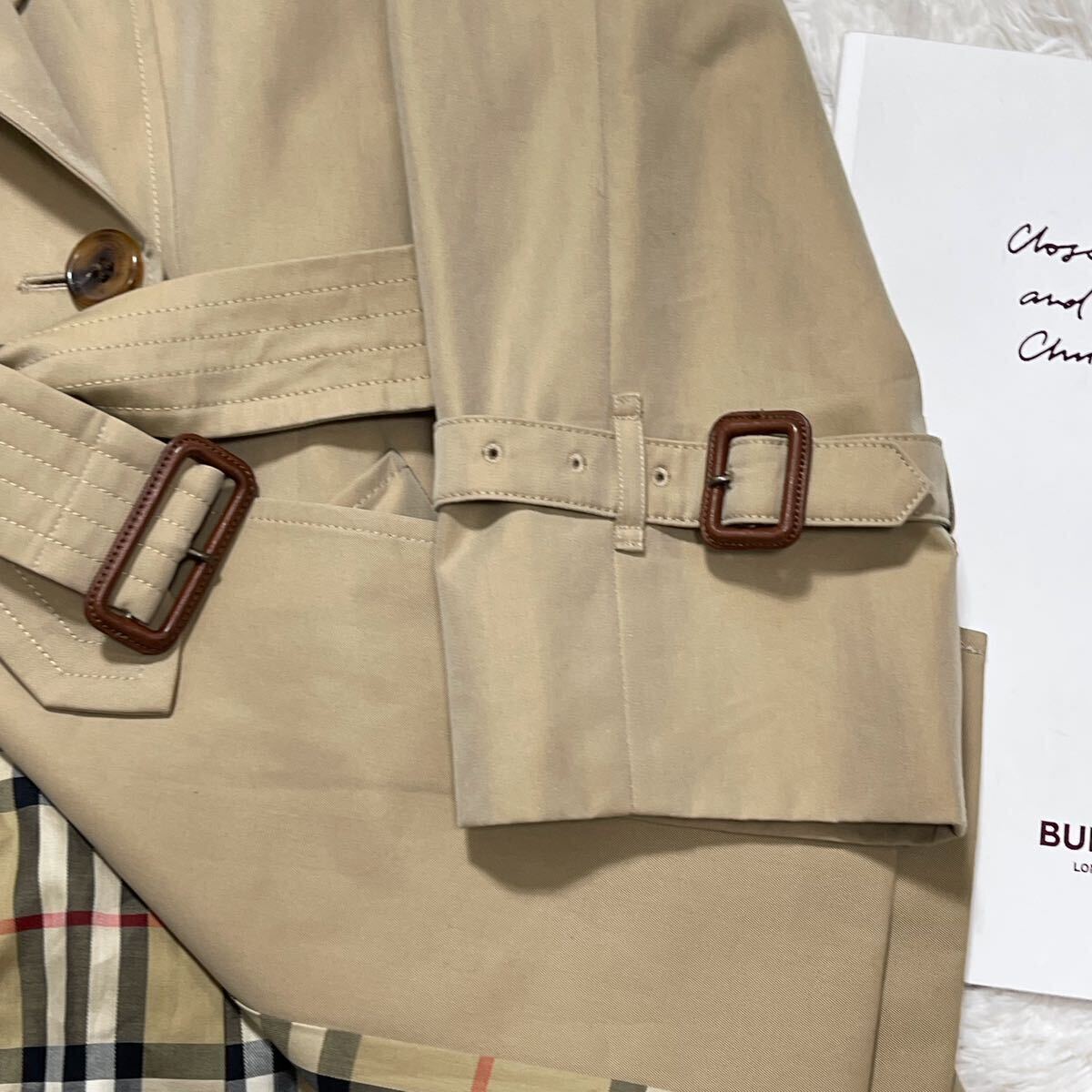 大きいサイズ 超美品 バーバリー BURBERRY バーバリーロンドン トレンチコート スプリングコート ノバチェック ベルト 通勤 希少 46 15号の画像7