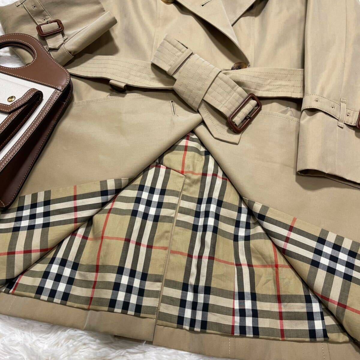 大きいサイズ 超美品 バーバリー BURBERRY バーバリーロンドン トレンチコート スプリングコート ノバチェック ベルト 通勤 希少 46 15号の画像6