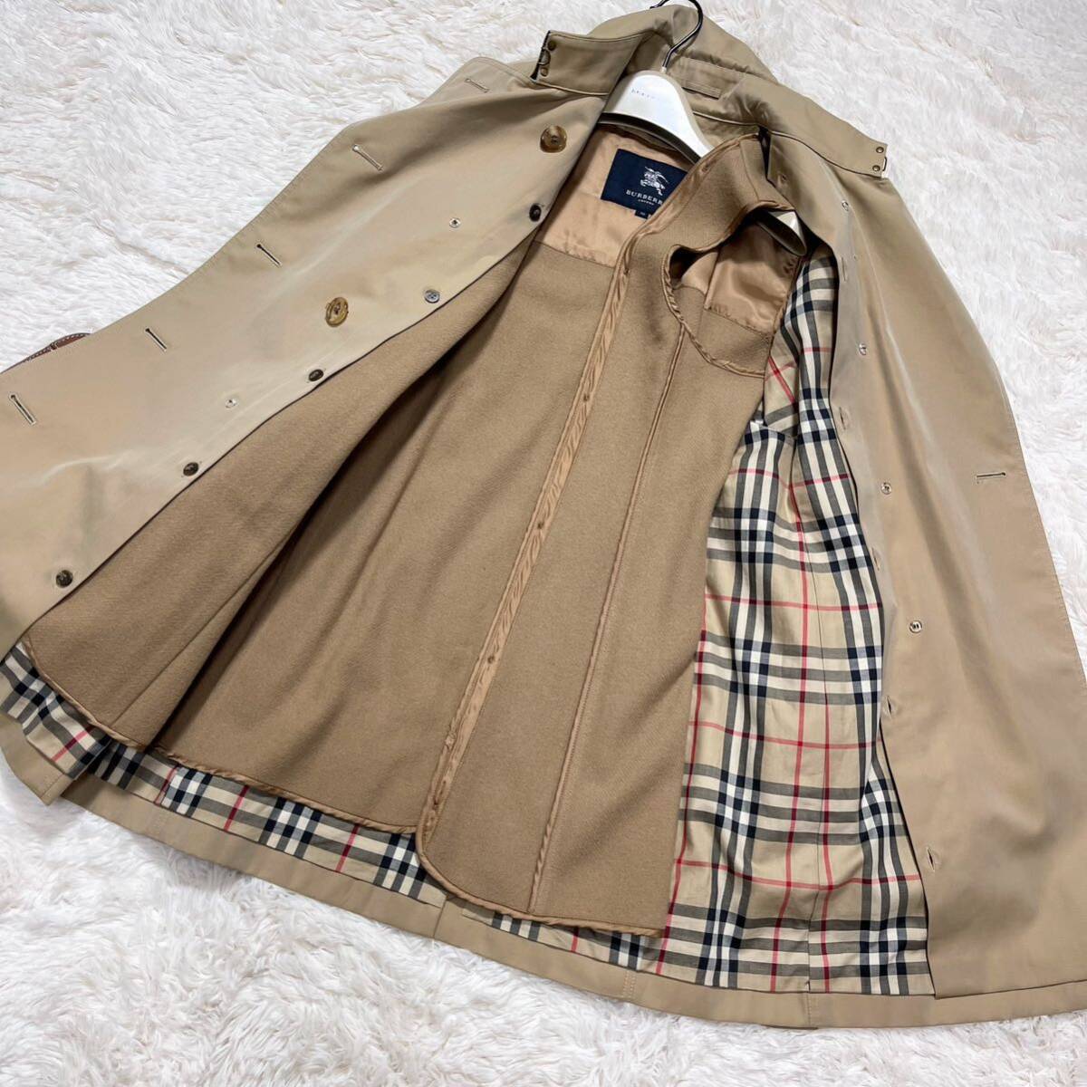 超美品 バーバリー BURBERRY バーバリーロンドン トレンチコート スプリングコート ライナー付き ノバチェック 通勤 ハニーベージュ 38の画像5