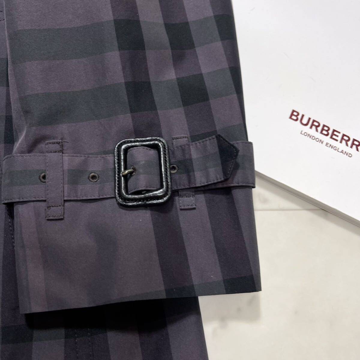 大きいサイズ 美品 バーバリー BURBERRY バーバリーロンドン トレンチコート スプリングコート シャドーチェック 旅行 行楽 通勤 40の画像9