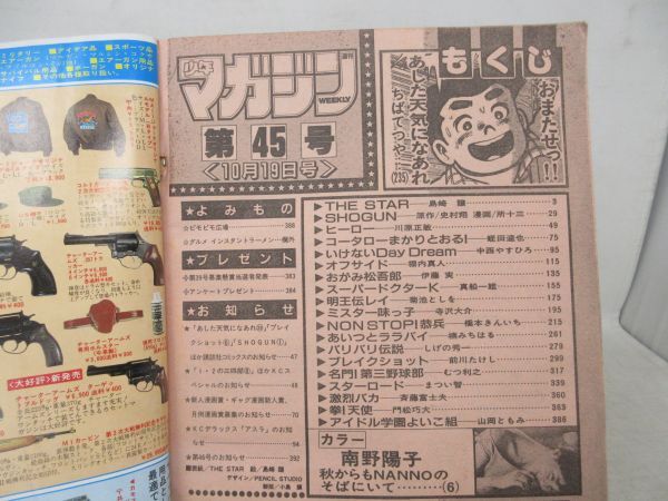 AAM■週刊少年マガジン 1988年10月19日 No.45 南野陽子、THE STAR、SHOGUN、あした天気になあれ◆可、劣化多数有■の画像9
