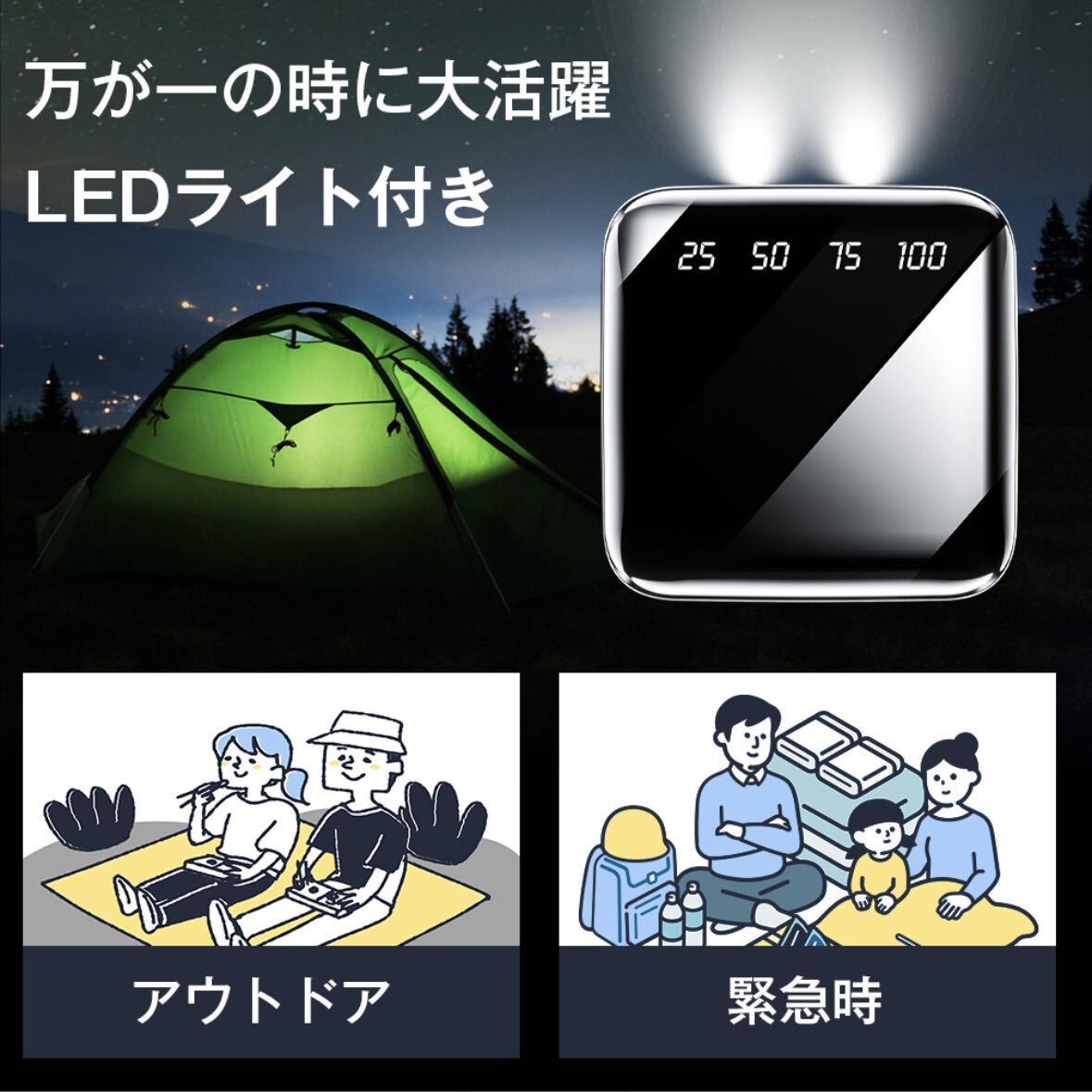 モバイルバッテリー　20000mAh 大容量　軽量　小型　iPhone ブラック_画像10