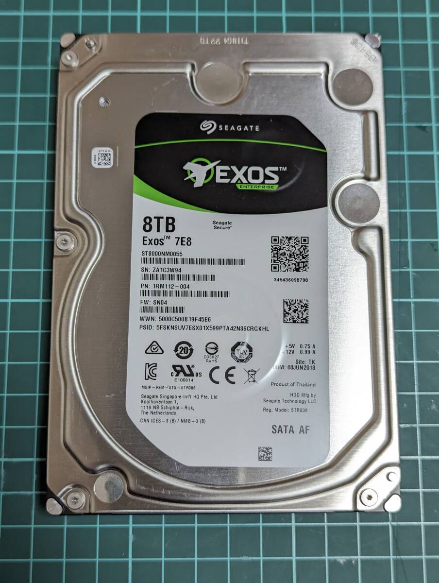 [動作確認済み] Seagate Exos 8TB HDD 7200 RPM 256MBキャッシュ SATA 6Gb/s インターフェース 3.5インチ内蔵 ST8000NM0055の画像1