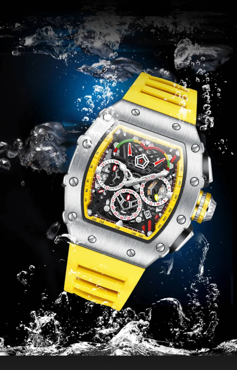 Onola メンズ 高品質 腕時計 クオーツ カジュアル スポーツ ファッション ウォッチ クロノグラフ 防水 時計 シルバー × ブラック_画像7