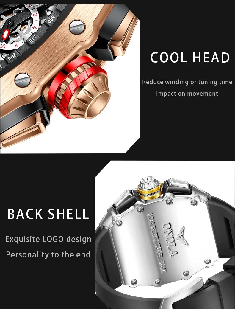 Onola メンズ 高品質 腕時計 クオーツ カジュアル スポーツ ファッション ウォッチ クロノグラフ 防水 時計 シルバー × ブラック_画像5