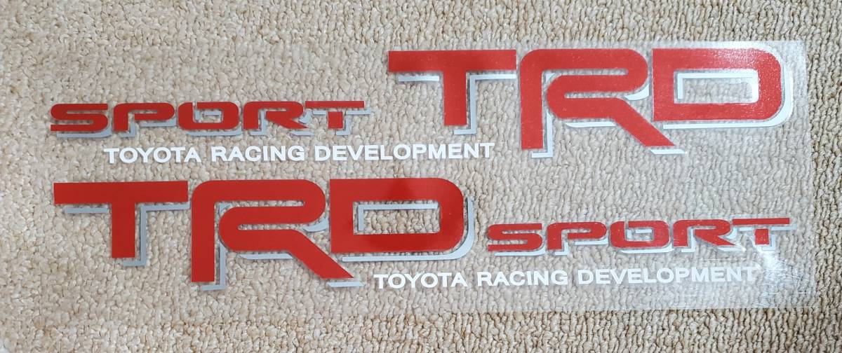 特注版■トヨタ TRD SPORT TOYOTA RACING DEVELOPMENTステッカー 赤光反射(影グレー)色バージョン 小文字白色 左右2枚セット_画像2
