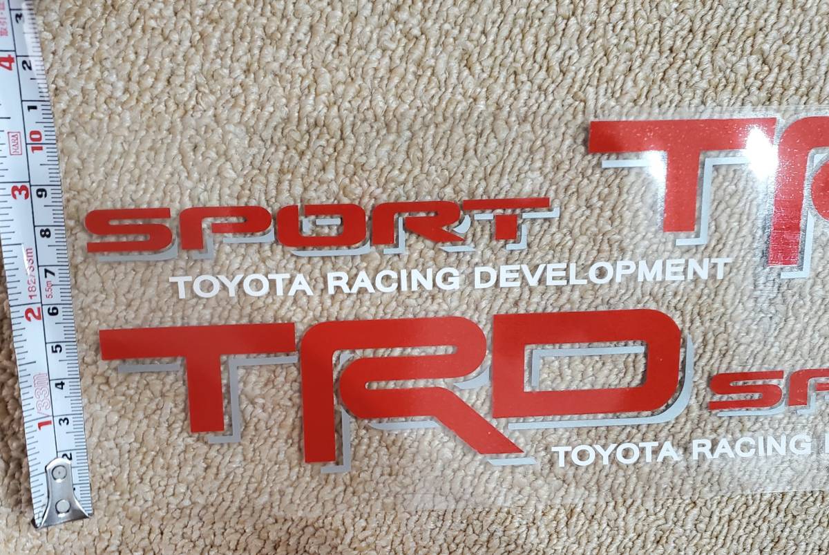 特注版■トヨタ TRD SPORT TOYOTA RACING DEVELOPMENTステッカー 赤光反射(影グレー)色バージョン 小文字白色 左右2枚セット_画像3