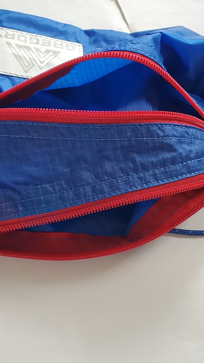  unused goods Gregory GREGORY shoulder pouch sakoshuLT nylon natural colored blue red paper tag liquidation mountain climbing . mountain walk fe scan p field small articles go in 