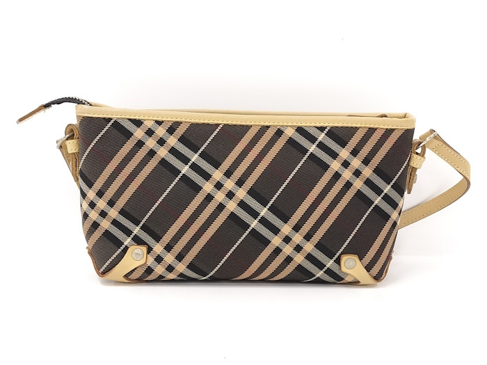 【中古】BURBERRY ミニハンドバッグ ノバチェック キャンバス チャコール ベージュ_画像2