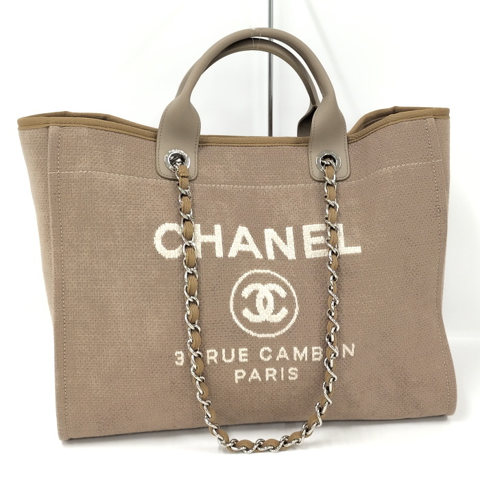 【中古】CHANEL ドーヴィルGM ２WAY ショルダーバッグ トートバッグ キャンバス ブラウン_画像1