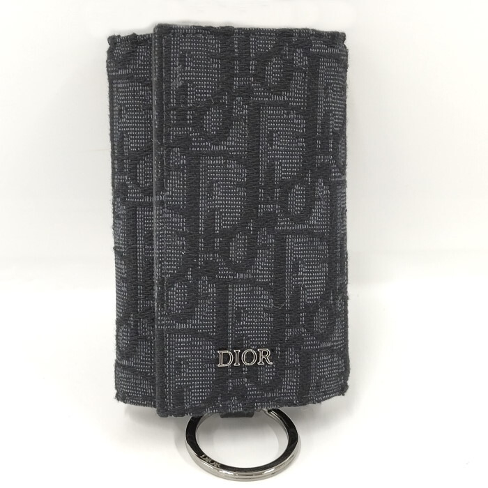 【中古】Christian Dior キーケース 6連 オブリーク キャンバス ブラック_画像1