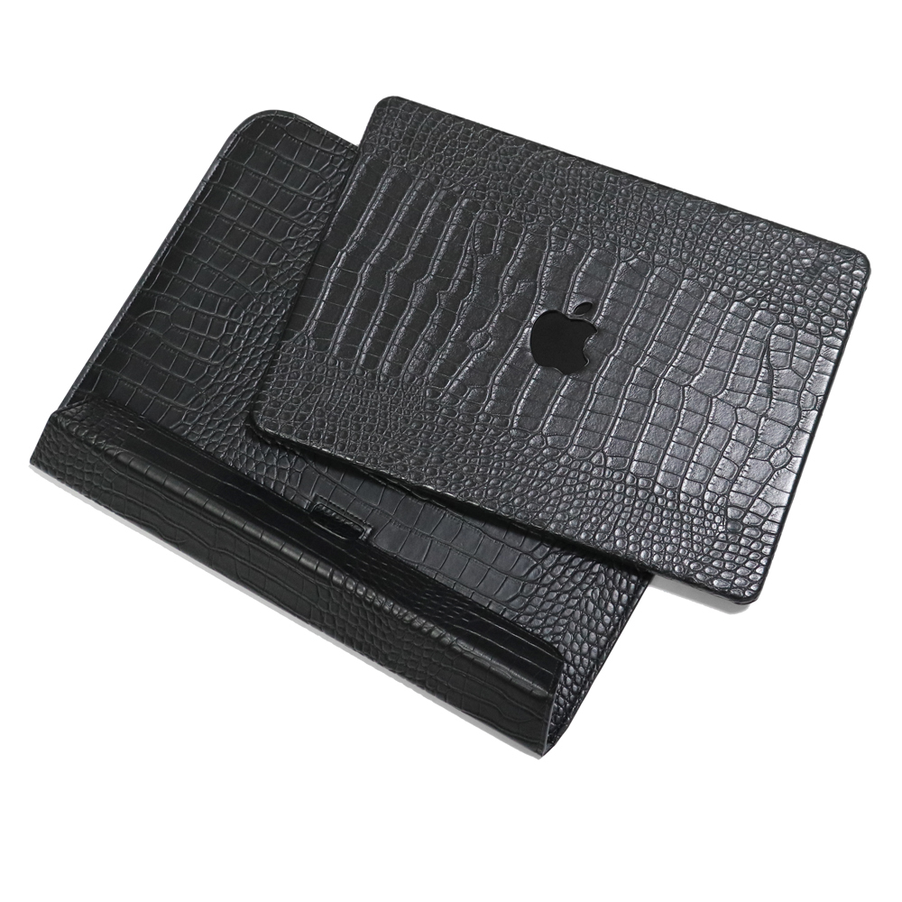 スペシャル3点セット☆M3 M2 M1 MacBook Air 13.3 13.6 クロコダイル レザー ハードシェルケース ＆ スリーブ & キーボードカバー ブラックの画像8