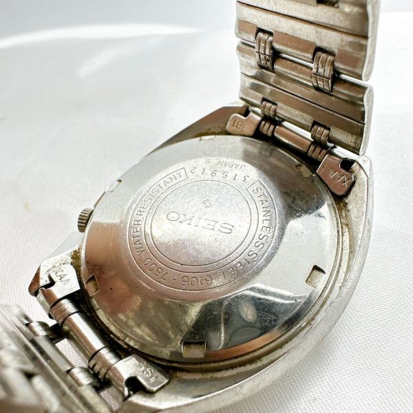 A2403-10-3 １円スタート 自動巻き 稼働品 SEIKO5ACTUS セイコー5アクタス ダイヤカット 青文字盤 メンズ腕時計 6106-7600の画像4