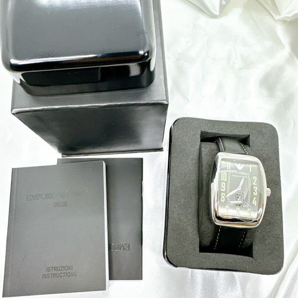 A2404-8-2 １円スタート クオーツ 稼働品 箱付き エンポリオアルマーニ EMPORIO ARMANI メンズ腕時計 スモセコ の画像2