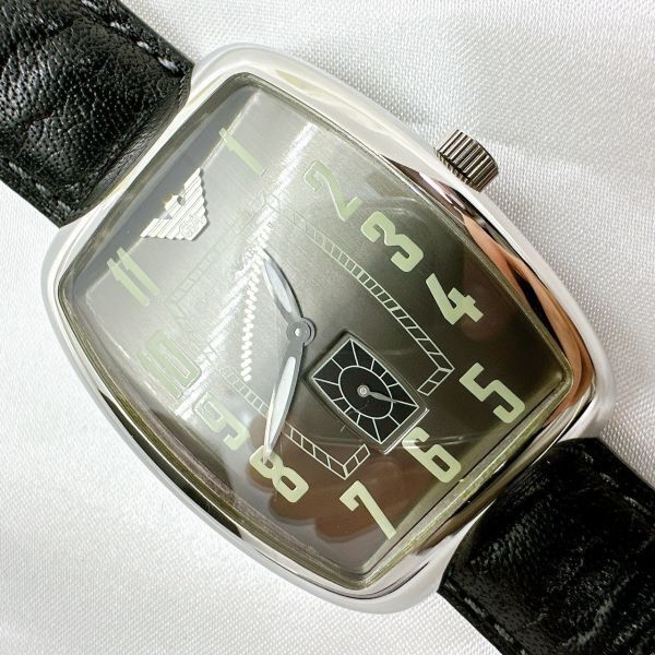 A2404-8-2 １円スタート クオーツ 稼働品 箱付き エンポリオアルマーニ EMPORIO ARMANI メンズ腕時計 スモセコ の画像1