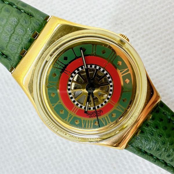 A2404-10-14 1 иен старт кварц работа товар прекрасный товар SWATCH Swatch женские наручные часы зеленый Gold 