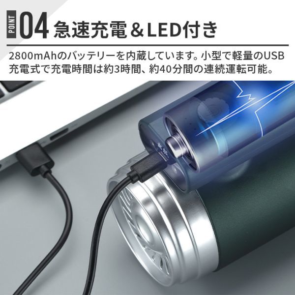 折り畳み 一台三役 車用 掃除機 ハンディクリーナー 浮き輪空気入れ吹き飛ばす120W 14000Pa吸引力 LED付充電式乾湿両用 車内 家庭 オフィスの画像6