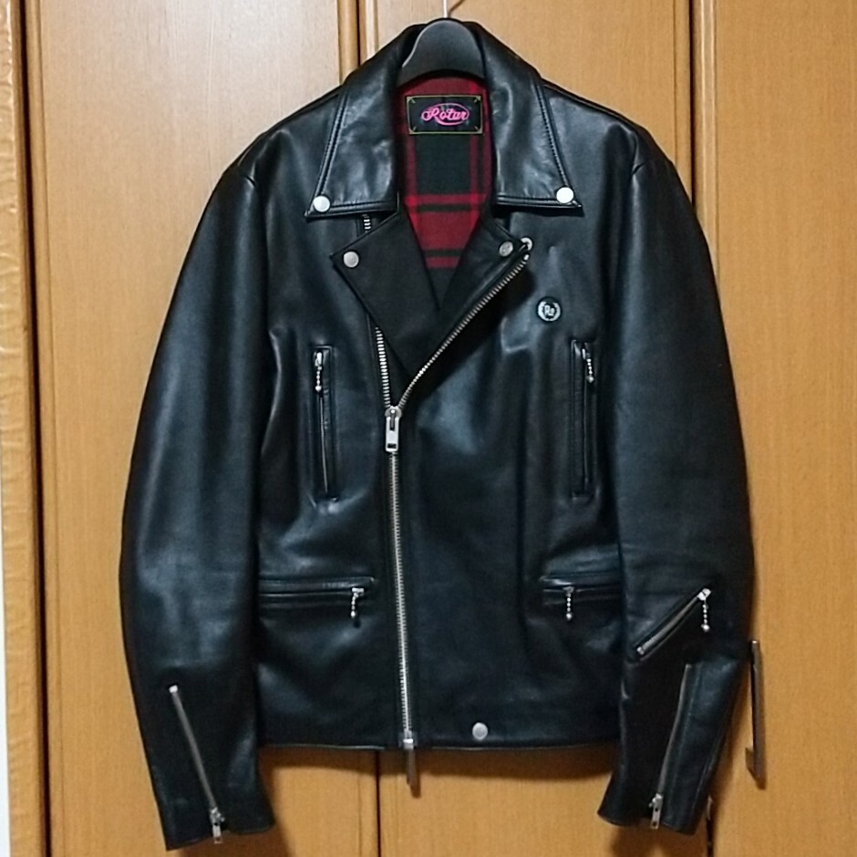 Rotar rotor double rider's jacket L black black cow leather lewis leathers Lewis Leathers lightning long Jean 666 38
