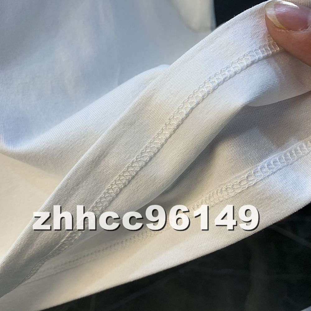 ■新品■メンズ Tシャツ 半袖 プリント トレンド 日常 Tシャツ 丸首 コットン ホワイト 快適 個性 Lサイズの画像9