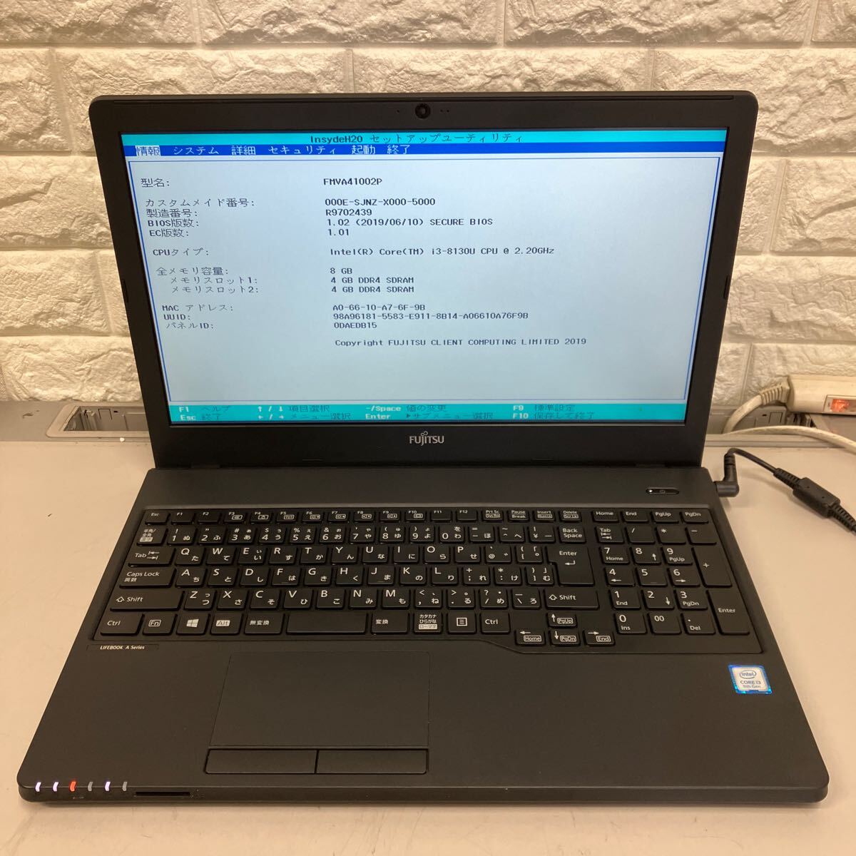 C135 富士通 LIFEBOOK A359/BX FMVA41002P Core i3 8130U メモリ8GB_画像8