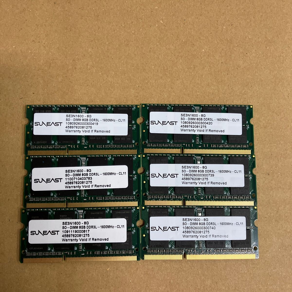 E117 SUEAST ノートPCメモリ 8GB DDR3L-1600MHz 6枚 の画像1