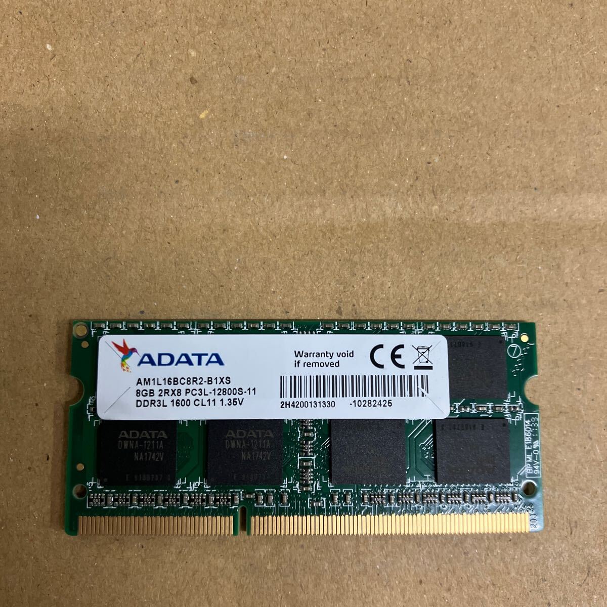 E146 ADATA ノートPCメモリ 8GB 2Rx8 PC3L-12800S 1枚_画像1