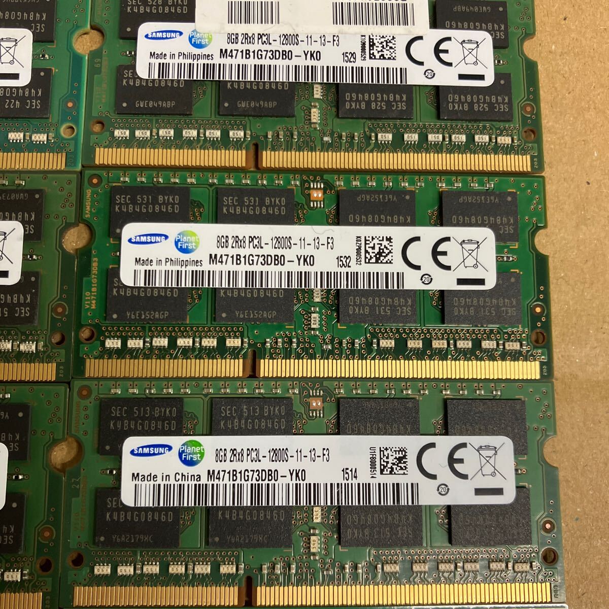 K113 SAMSUNG ノートPC メモリ 8GB 2Rx8 PC3L-12800S 10枚_画像4