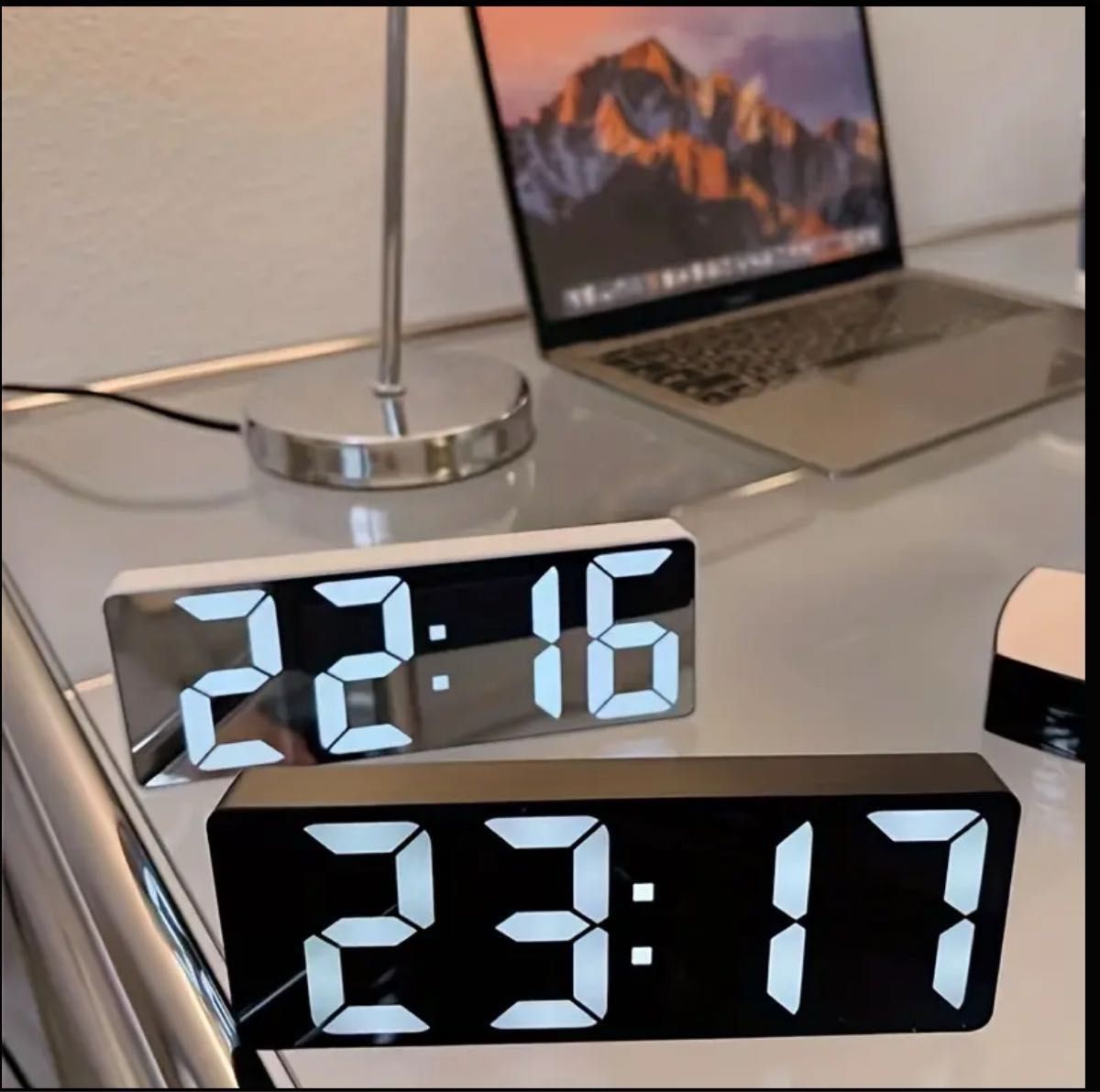 新品☆最新デジタルクロック LED アラーム 置時計 目覚まし時計 北欧 おしゃれ 温度ディスプレイ 調光可能 12/24時間