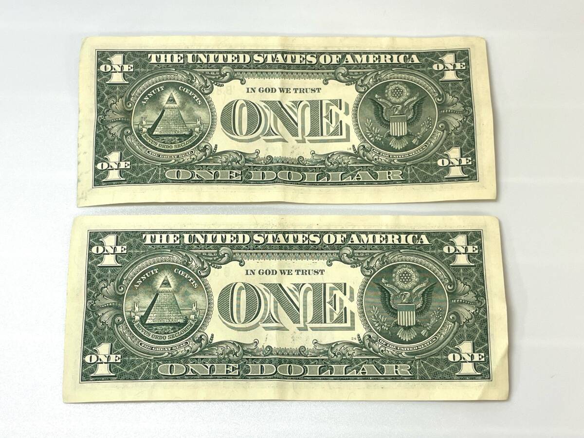 FS2982i 1ドル紙幣 2枚 計2ドル 連番 アメリカドル 米ドル 貨幣 紙幣 外国紙幣 現状品_画像2
